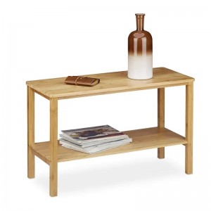 Phòng khách bàn cà phê tre hình chữnhật màunâu tựnhiên với phòng lưu trữ